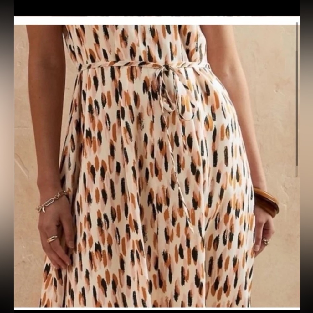 NWT Banana Republic Twist Neck Satin Colorful Print Midi Dress 
size Medium - Picture 7 of 12